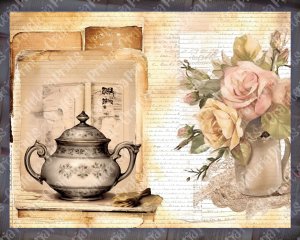 Vintage Tea Digital Junk Journal Kit, Printable Collage Pack, Tea Theme Digital Paper, Perfect for Invitations, Digital Planners, Journaling