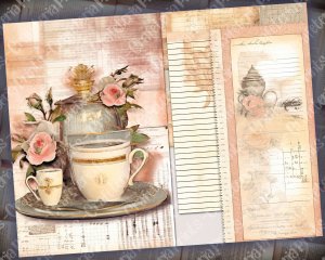 Vintage Tea Digital Junk Journal Kit, Collage Printable, Tea Theme Paper - Perfect for Scrapbooking, Invitations, Digital Planners