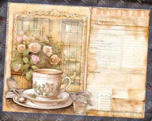 Vintage Tea Digital Junk Journal Kit, Collage Printable, Tea Theme Paper - Perfect for Scrapbooking, Invitations, Digital Planners