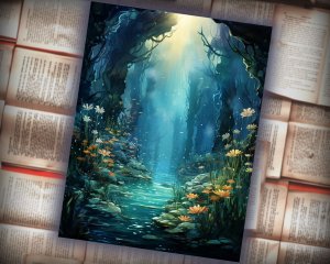 27 papers | Underwater Fantasy Scrapbooking Kit, Atlantis Mermaid Pastel Backgrounds, Fairy Tale Watercolor by Renowned Artists