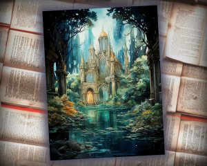 27 papers | Underwater Fantasy Scrapbooking Kit, Atlantis Mermaid Pastel Backgrounds, Fairy Tale Watercolor by Renowned Artists