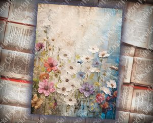 20 Pages of Painted Wildflowers Background in Vivid Colors | Shabby Chic Ephemera | Scrapbooking Background | Perfect for Invitations