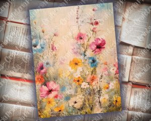 20 Pages of Painted Wildflowers Background in Vivid Colors | Shabby Chic Ephemera | Scrapbooking Background | Perfect for Invitations