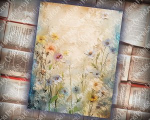 20 Pages of Painted Wildflowers Background in Vivid Colors | Shabby Chic Ephemera | Scrapbooking Background | Perfect for Invitations