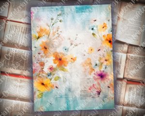 20 Pages of Painted Wildflowers Background in Vivid Colors | Shabby Chic Ephemera | Scrapbooking Background | Perfect for Invitations