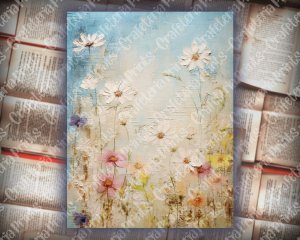 20 Pages of Painted Wildflowers Background in Vivid Colors | Shabby Chic Ephemera | Scrapbooking Background | Perfect for Invitations