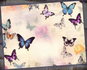 12 papers | Victorian Butterflies Junk Journal Paper | Shabby Chic Ephemera for Scrapbooking, Invitations & Designs | Printable Pages & Kit