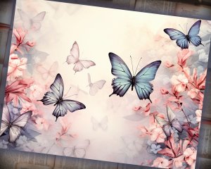 16 papers | Victorian Butterflies scrapbooking kit, printable pages, shabby chic journaling kit, watercolor fairy tale illustrations