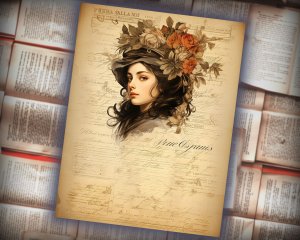 12 papers | Vintage Victorian Lady Portrait Scrapbooking Kit | Printable Pages, Shabby Chic Ephemera Designs, Junk Journal Supplies