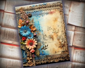 12 papers | Vintage Boho Texture Scrapbooking Papers | High Res Designs for Junk Journaling, Invitations, and Mixed Media Art