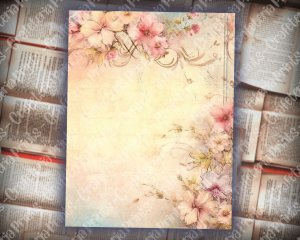 20 Pages of Vintage Flowers Backgrounds - Shabby Chic Ephemera Scrapbooking, Invitations, Digital Planners, Journaling, Junk Journals