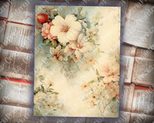 20 Pages of Vintage Flowers Backgrounds - Shabby Chic Ephemera Scrapbooking, Invitations, Digital Planners, Journaling, Junk Journals