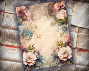 20 Pages of Vintage Flowers Backgrounds - Shabby Chic Ephemera Scrapbooking, Invitations, Digital Planners, Journaling, Junk Journals