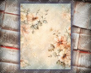 20 Pages of Vintage Flowers Backgrounds - Shabby Chic Ephemera Scrapbooking, Invitations, Digital Planners, Journaling, Junk Journals