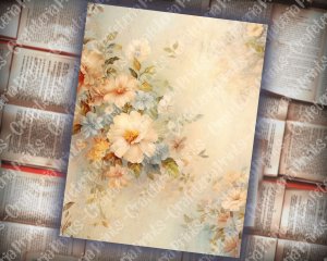 20 Pages of Vintage Flowers Backgrounds - Shabby Chic Ephemera Scrapbooking, Invitations, Digital Planners, Journaling, Junk Journals