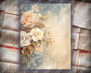 20 pages of Vintage Flowers background shabby chic ephemera scrapbooking, perfect for invitations, digital planners, journaling