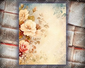 20 pages of Vintage Flowers background shabby chic ephemera scrapbooking, perfect for invitations, digital planners, journaling