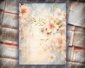 20 pages of Vintage Flowers background shabby chic ephemera scrapbooking, perfect for invitations, digital planners, journaling