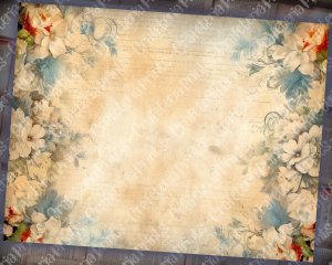 20 Pages of Vintage Flowers Background - Shabby Chic Ephemera Scrapbooking Papers for Invitations, Digital Planners, Journaling