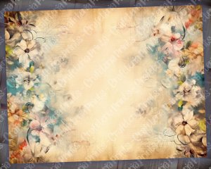 20 Pages of Vintage Flowers Background - Shabby Chic Ephemera Scrapbooking Papers for Invitations, Digital Planners, Journaling