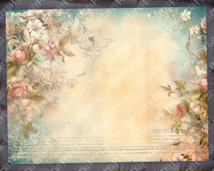 20 Pages of Vintage Flowers Background - Shabby Chic Ephemera Scrapbooking Papers for Invitations, Digital Planners, Journaling