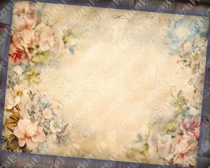 20 Pages of Vintage Flowers Background - Shabby Chic Ephemera Scrapbooking Papers for Invitations, Digital Planners, Journaling