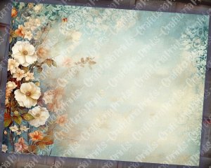 20 Pages of Vintage Flowers Background, Shabby Chic Ephemera Scrapbooking & Invitations, Digital Planners, Journaling - Junk Journals