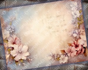 20 Pages of Vintage Flowers Background, Shabby Chic Ephemera, Scrapbooking Supplies, Perfect for Invitations, Digital Planners, Journaling