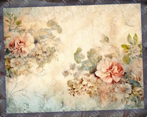 20 Pages of Vintage Flowers Background, Shabby Chic Ephemera, Scrapbooking Supplies, Perfect for Invitations, Digital Planners, Journaling