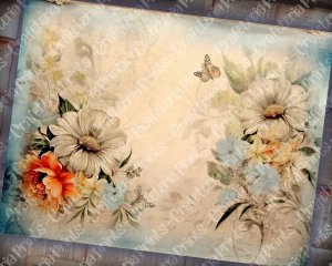 20 Pages of Vintage Flowers Background, Shabby Chic Ephemera, Scrapbooking Supplies, Perfect for Invitations, Digital Planners, Journaling