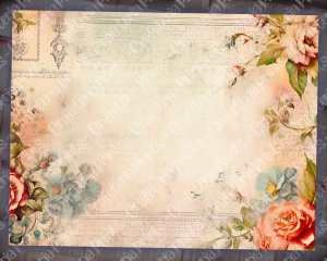 14 Pages of Vintage Flowers Background, Shabby Chic Ephemera Scrapbooking, Perfect for Invitations, Digital Planners, Journaling