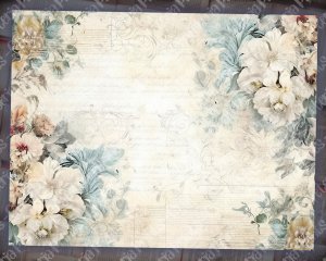 14 Pages of Vintage Flowers Background, Shabby Chic Ephemera Scrapbooking, Perfect for Invitations, Digital Planners, Journaling