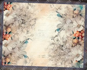 14 Pages of Vintage Flowers Background, Shabby Chic Ephemera Scrapbooking, Perfect for Invitations, Digital Planners, Journaling