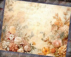 18 Pages of Vintage Flowers Background, Shabby Chic Ephemera, Scrapbooking, Invitations, Digital Planners, Journaling, Junk Journals