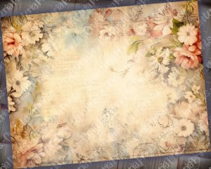 18 Pages of Vintage Flowers Background, Shabby Chic Ephemera, Scrapbooking, Invitations, Digital Planners, Journaling, Junk Journals