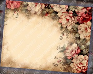 Watercolor Vintage Flowers Scrapbook Pages, Floral Wallpaper Design, Perfect for Invitations, Digital Planners, Journaling, Junk Journals