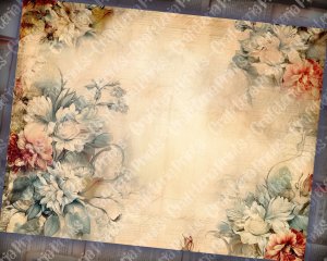 18 pages of Vintage Flowers background, shabby chic ephemera, scrapbooking backgrounds, perfect for invitations, digital planners