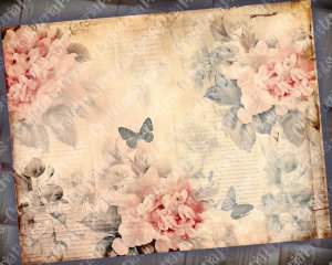 18 pages of Vintage Flowers background, shabby chic ephemera, scrapbooking backgrounds, perfect for invitations, digital planners