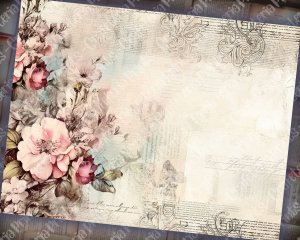 12 pages of Vintage Flowers Background Shabby Chic Ephemera Scrapbooking Kit - Perfect for Invitations, Digital Planners, Journaling