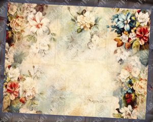 12 pages of Vintage Flowers Background Shabby Chic Ephemera Scrapbooking Kit - Perfect for Invitations, Digital Planners, Journaling