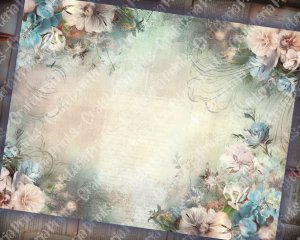 12 pages of Vintage Flowers Background Shabby Chic Ephemera Scrapbooking Kit - Perfect for Invitations, Digital Planners, Journaling