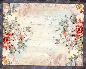 18 pages of Vintage Flowers Background, Shabby Chic Ephemera, Scrapbooking Background, Perfect for Invitations, Digital Planners, Journaling