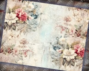 18 pages of Vintage Flowers Background, Shabby Chic Ephemera, Scrapbooking Background, Perfect for Invitations, Digital Planners, Journaling