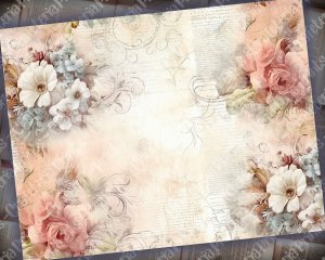 18 pages of Vintage Flowers Background, Shabby Chic Ephemera, Scrapbooking Background, Perfect for Invitations, Digital Planners, Journaling