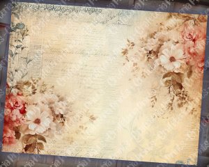 18 pages of Vintage Flowers Background, Shabby Chic Ephemera, Scrapbooking Background, Perfect for Invitations, Digital Planners, Journaling