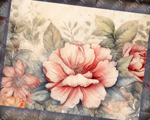 Watercolor Vintage Flowers Digital Clipart Set for Scrapbooking, Invitations, and Designs - Basic Vintage Floral Illustrations