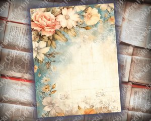 20 pages of Vintage Flowers Backgrounds, Shabby Chic Ephemera, Scrapbooking Backgrounds, Perfect for Invitations, Digital Planners