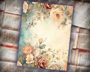 20 pages of Vintage Flowers Backgrounds, Shabby Chic Ephemera, Scrapbooking Backgrounds, Perfect for Invitations, Digital Planners