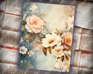 20 pages of Vintage Flowers Backgrounds, Shabby Chic Ephemera, Scrapbooking Backgrounds, Perfect for Invitations, Digital Planners