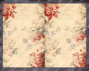 Watercolor Illustration Vintage Flowers Wallpaper for Scrapbooking, Invitations, Designs. High Quality, Detailed. Perfect for Junk Journals